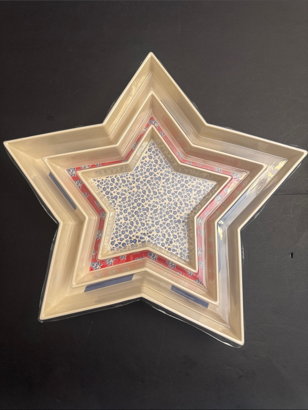 3pc My Mind's Eye Hamptons Stacking Stars Bamboo Melamine Tray Set